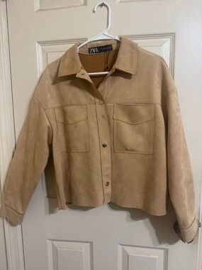 Zara Tan Suede Overshirt Jacket
